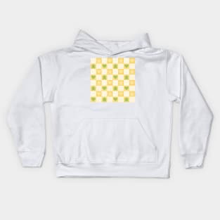 Yellow and Green Meeple Gingham Check | Game Night Picnic Checkerboard Kids Hoodie